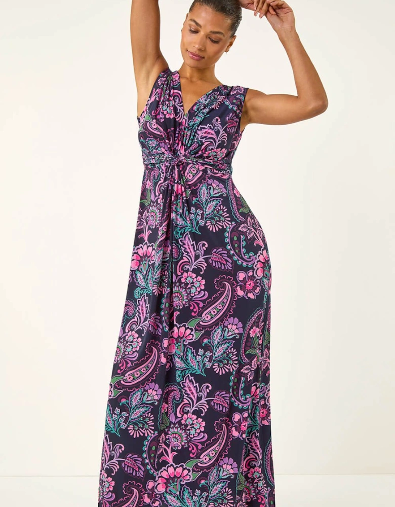 Paisley Twist Front Maxi Dress