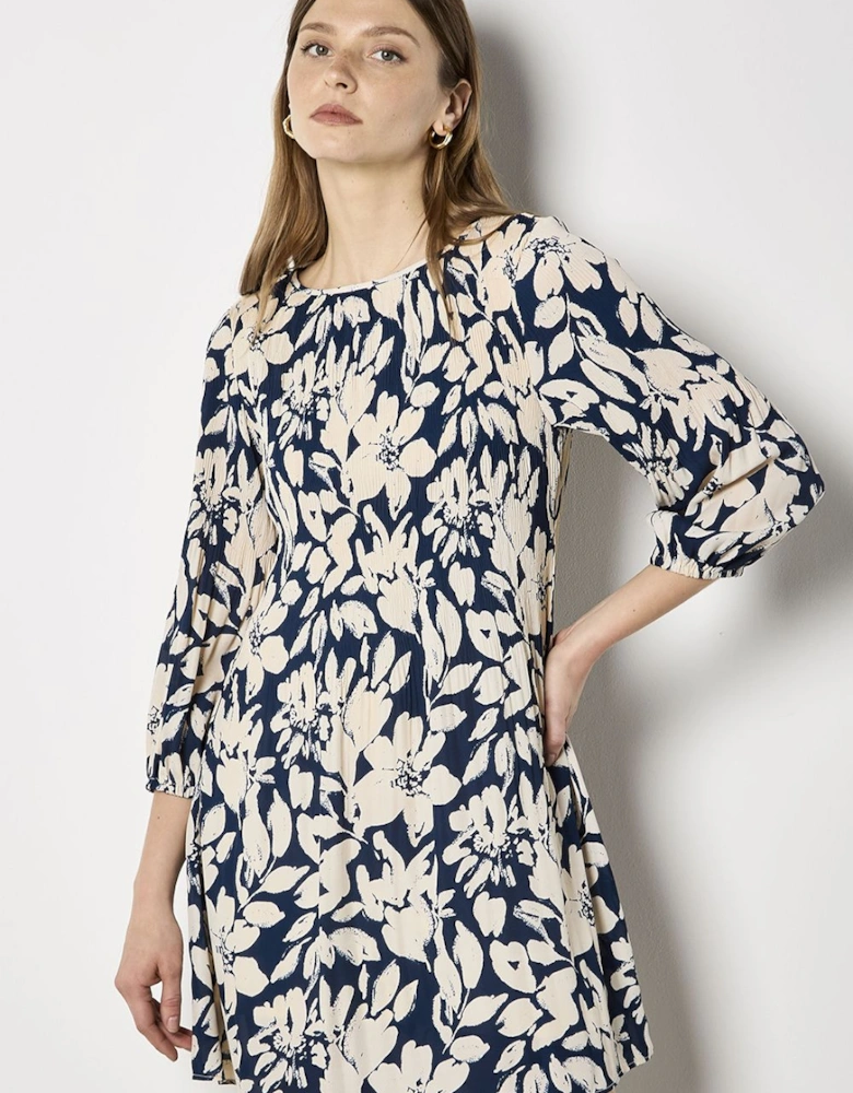 Silhouette Floral Chiffon Plisse Mini Dress