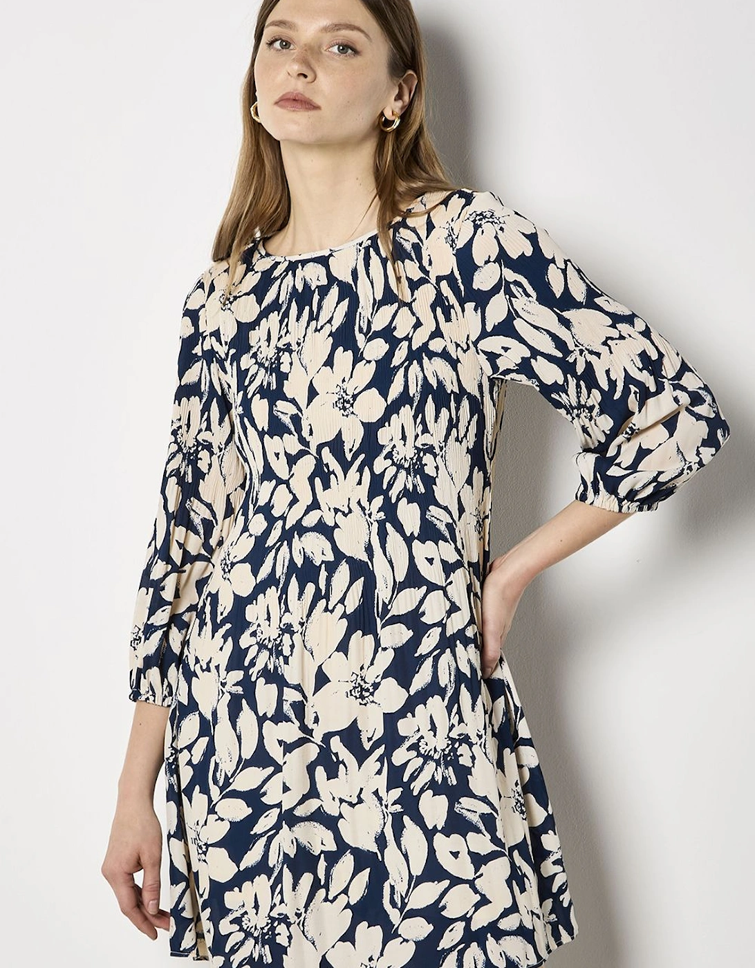 Silhouette Floral Chiffon Plisse Mini Dress, 2 of 1