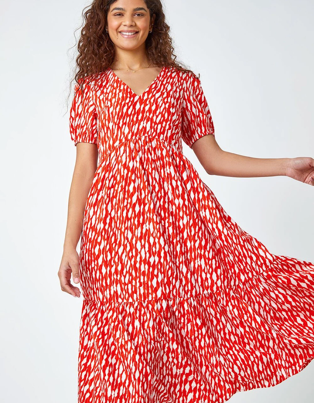 Abstract Frill Hem Midi Dress, 2 of 1
