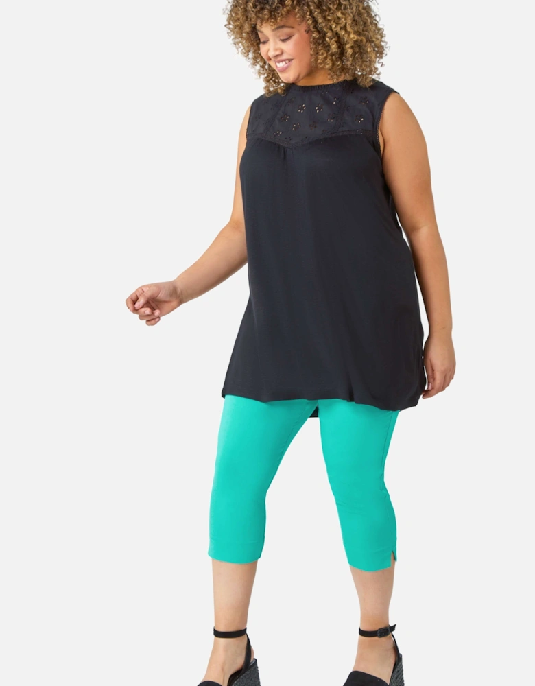 Curve Sleeveless Longline Broderie Top