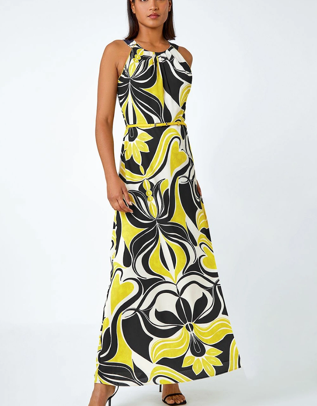 Abstract Print Halter Neck Maxi Dress, 2 of 1