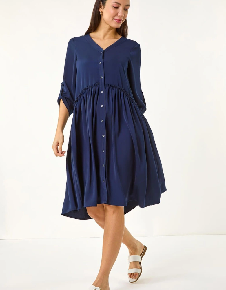 Satin Drop Waist Smock Dress