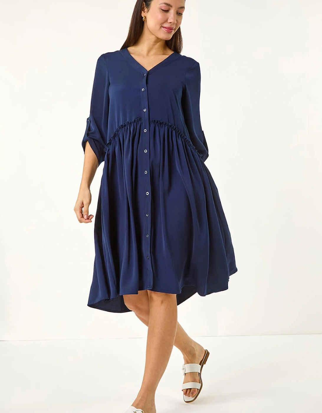 Satin Drop Waist Smock Dress, 2 of 1