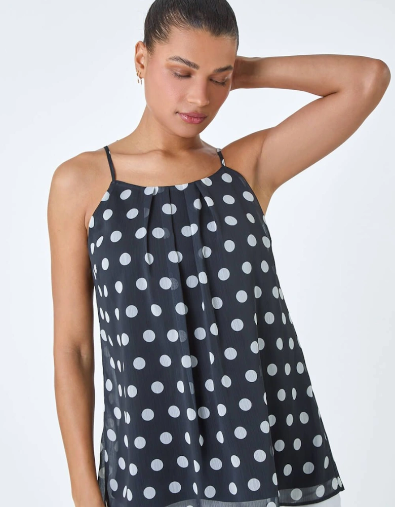 Polka Dot Print Chiffon Cami Top