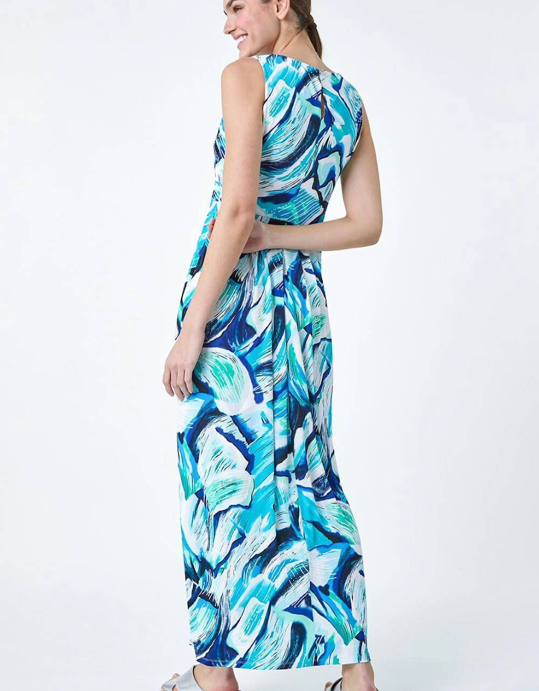 Abstract Print V Neck Maxi Dress, 2 of 1