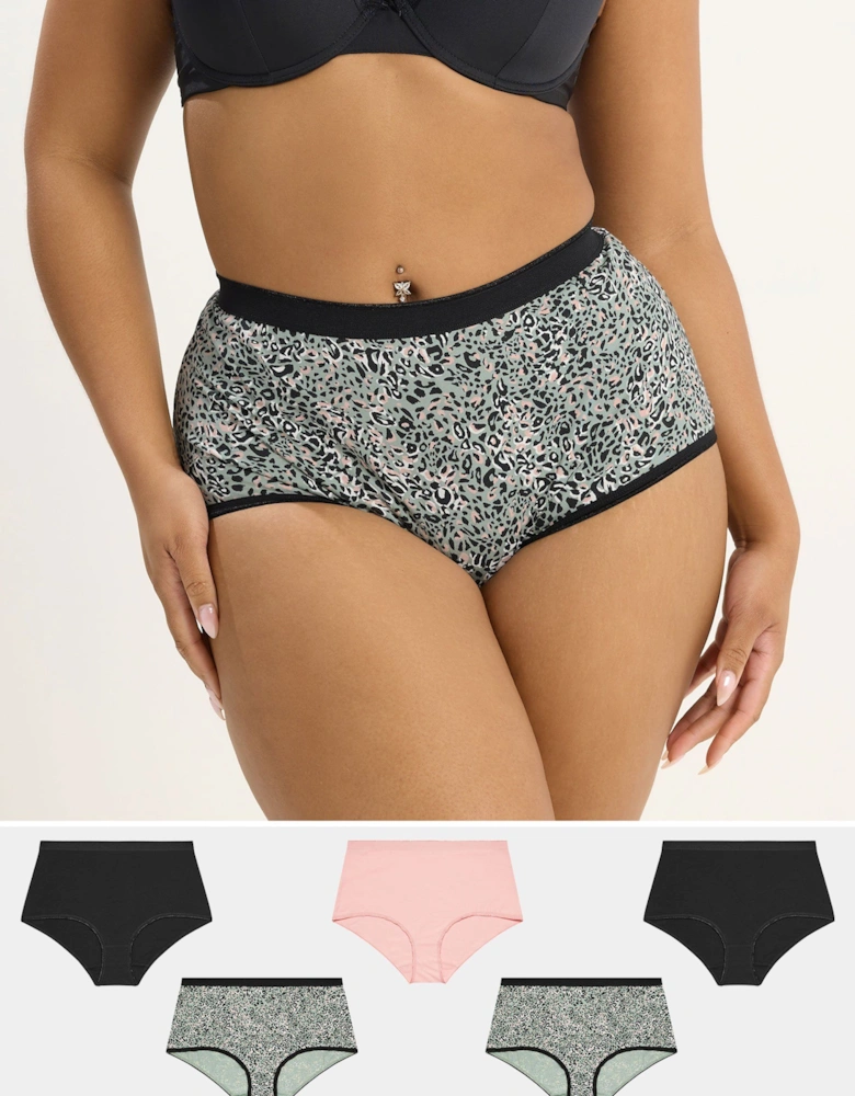 5 Pack Animal High Waisted Full Briefs