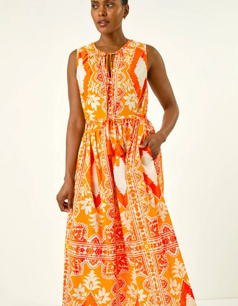 Abstract Halter Midi Dress