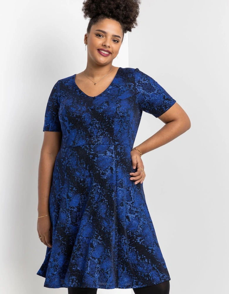 Curve Glitter Snake Fit & Flare Dress