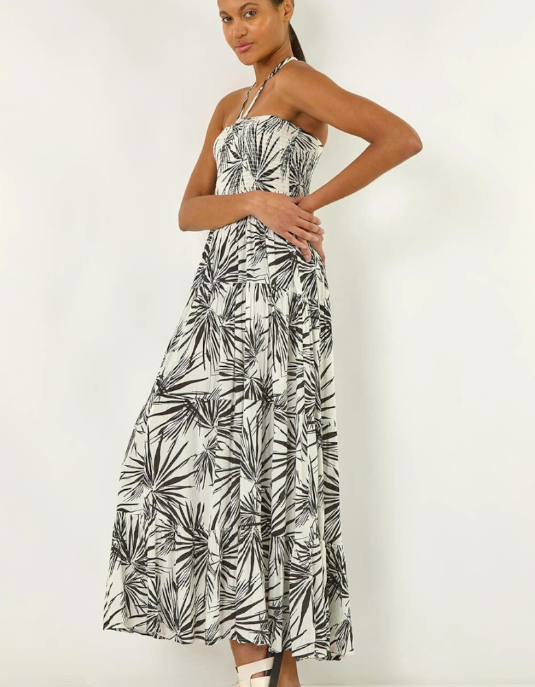 Shirred Bandeau Midi Dress