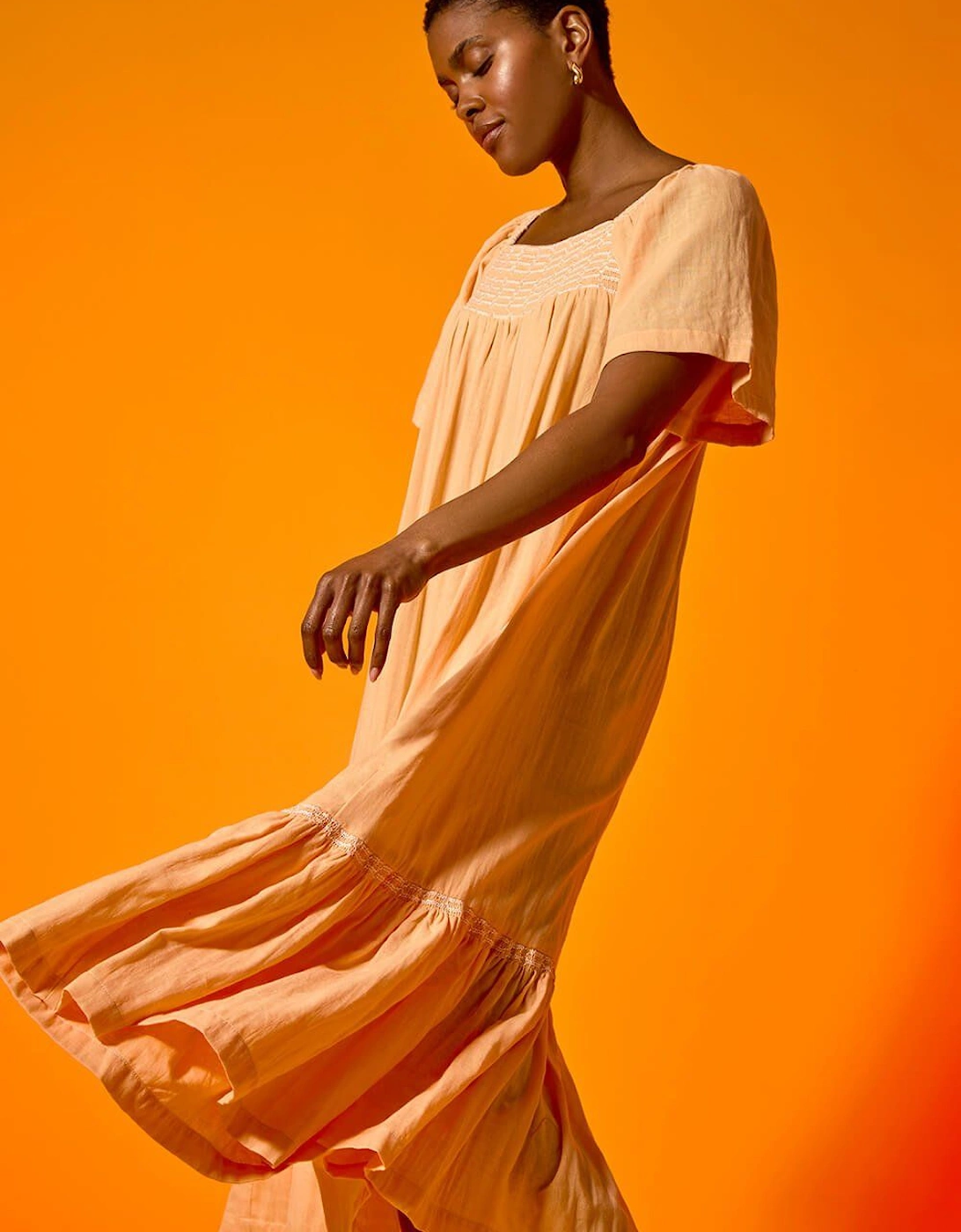 Embroidered Cotton Midi Smock Dress, 2 of 1