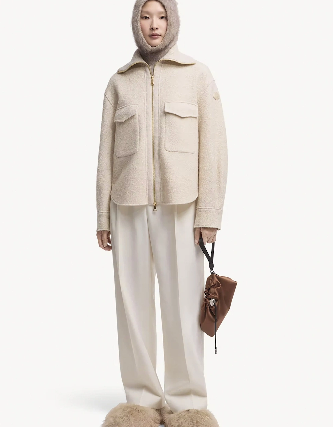 Womens Zip Overshirt Beige