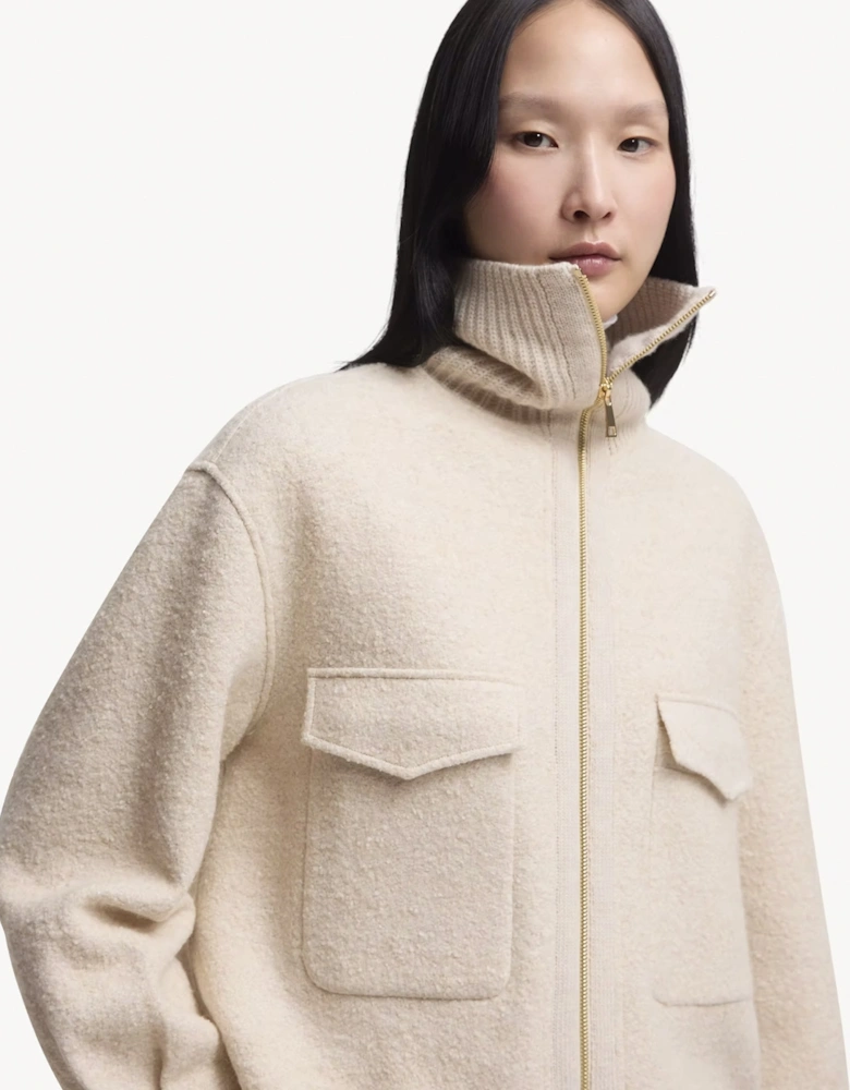 Womens Zip Overshirt Beige