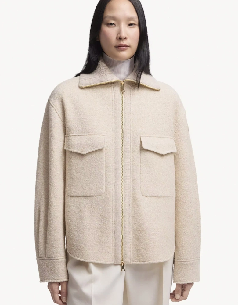 Womens Zip Overshirt Beige