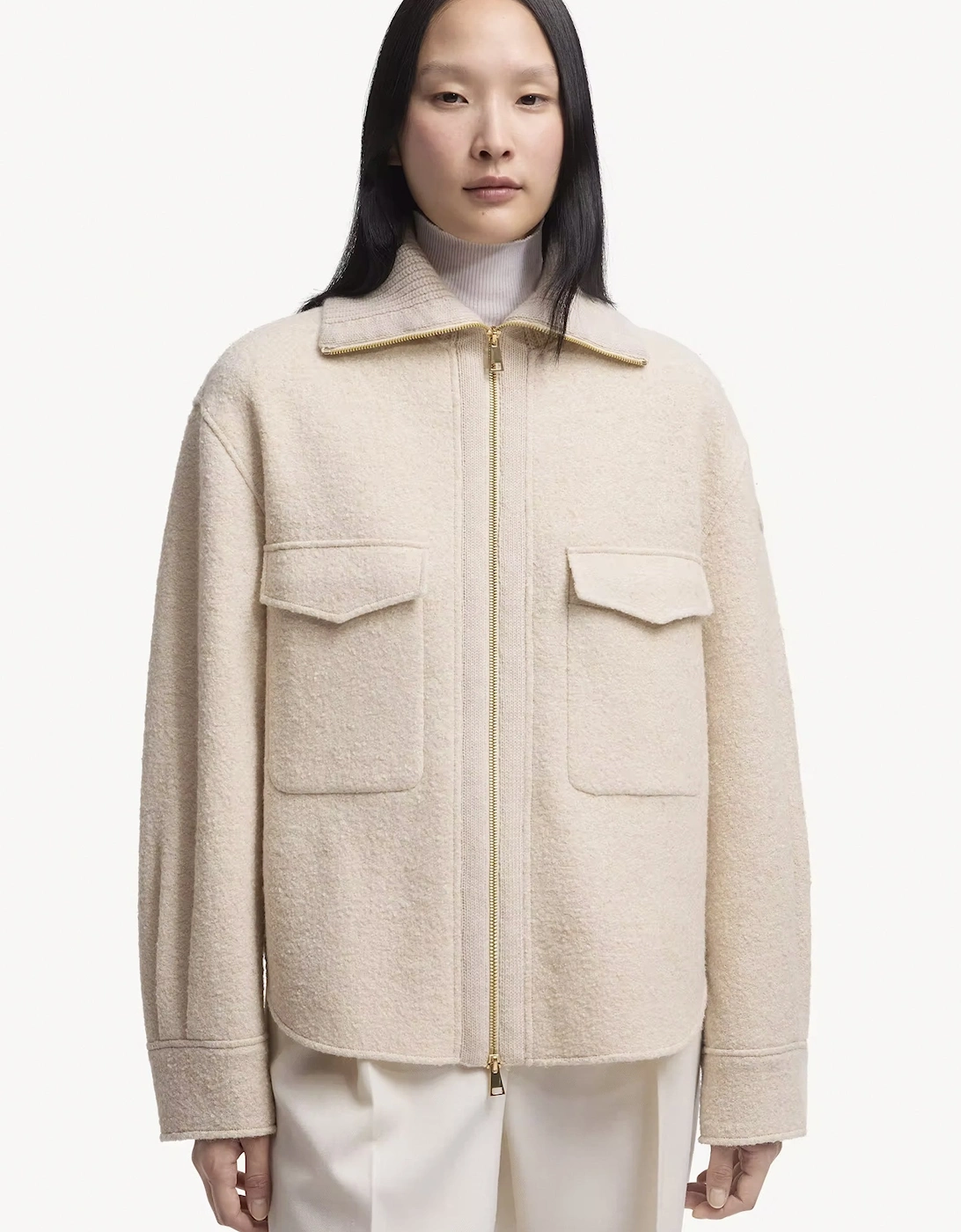 Womens Zip Overshirt Beige