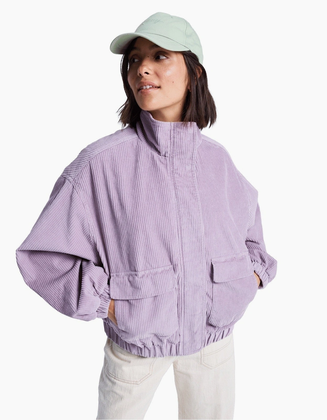 Roxy Women's Roxy Womens Slow Song II Corduroy Oversized Bomber Jacket - Nirvana