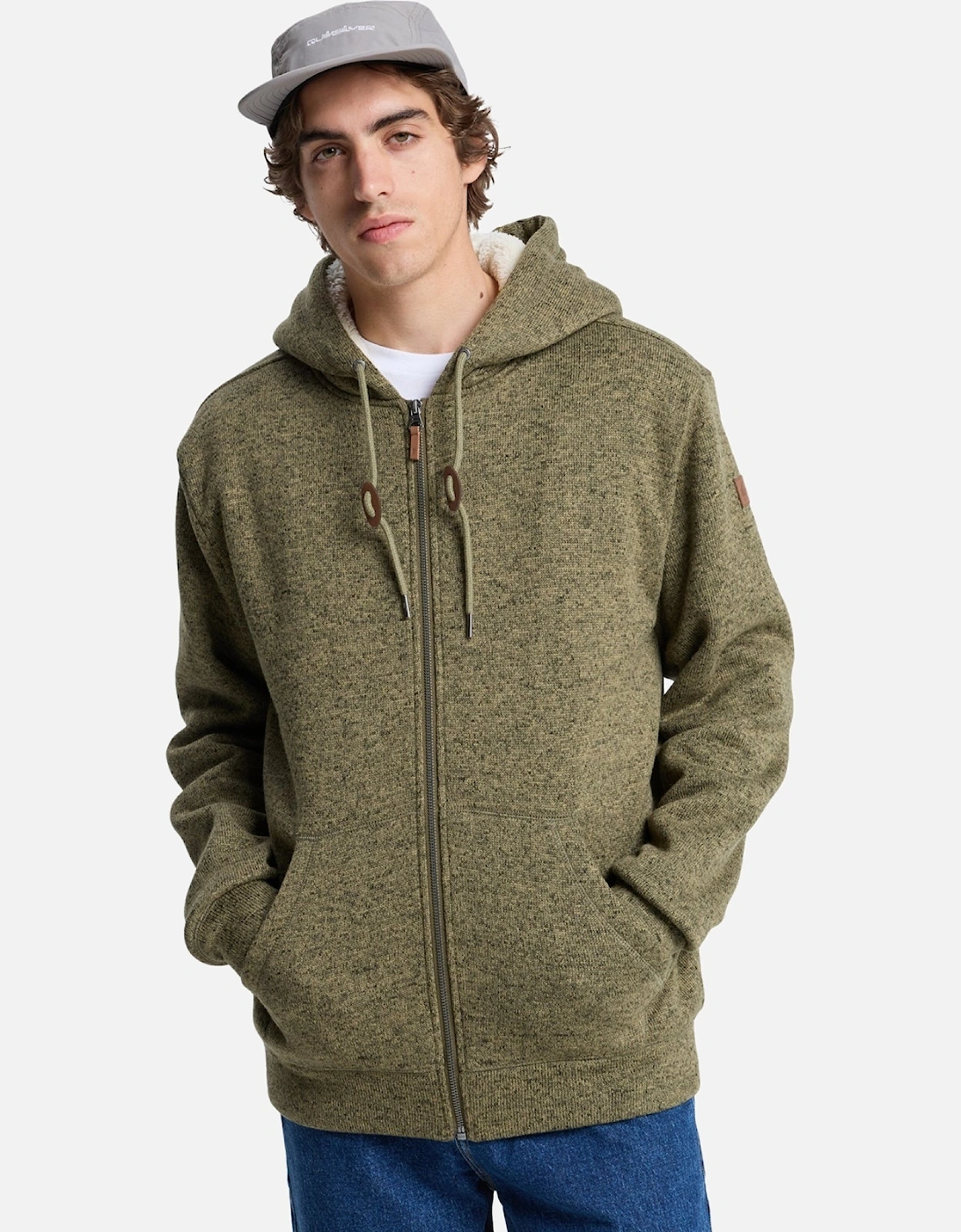 Mens Keller Sherpa Hooded Full Zip Fleece, 2 of 1