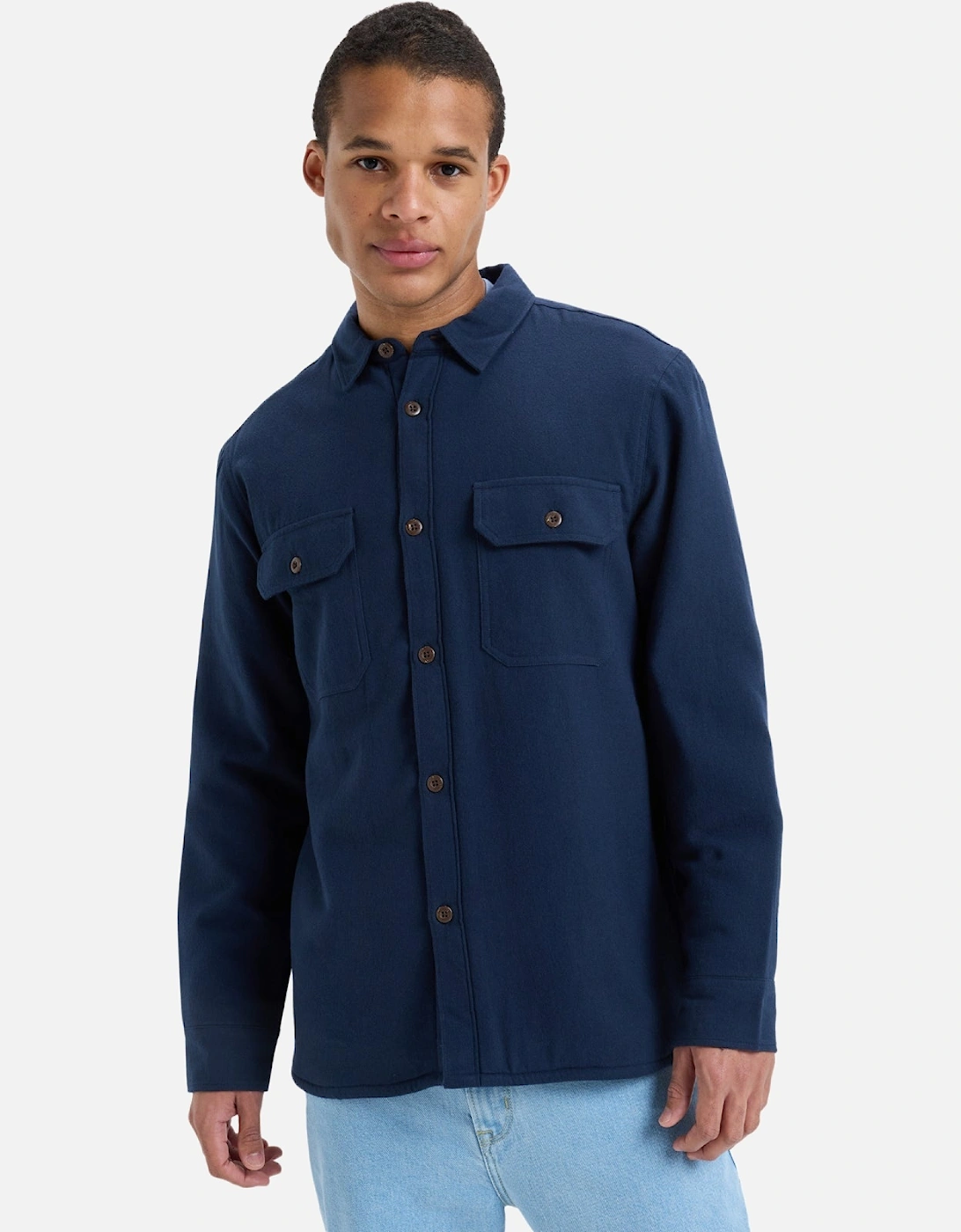 Mens Husson Sherpa Button Up Long Sleeve Shirt, 2 of 1