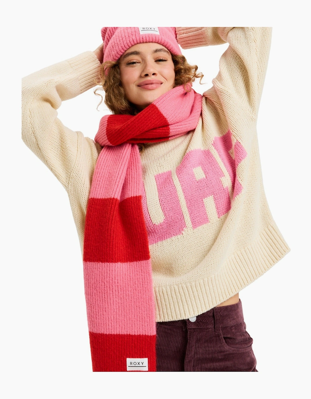 Roxy Roxy Womens Forever Winter Stripy Warm Scarf - Red