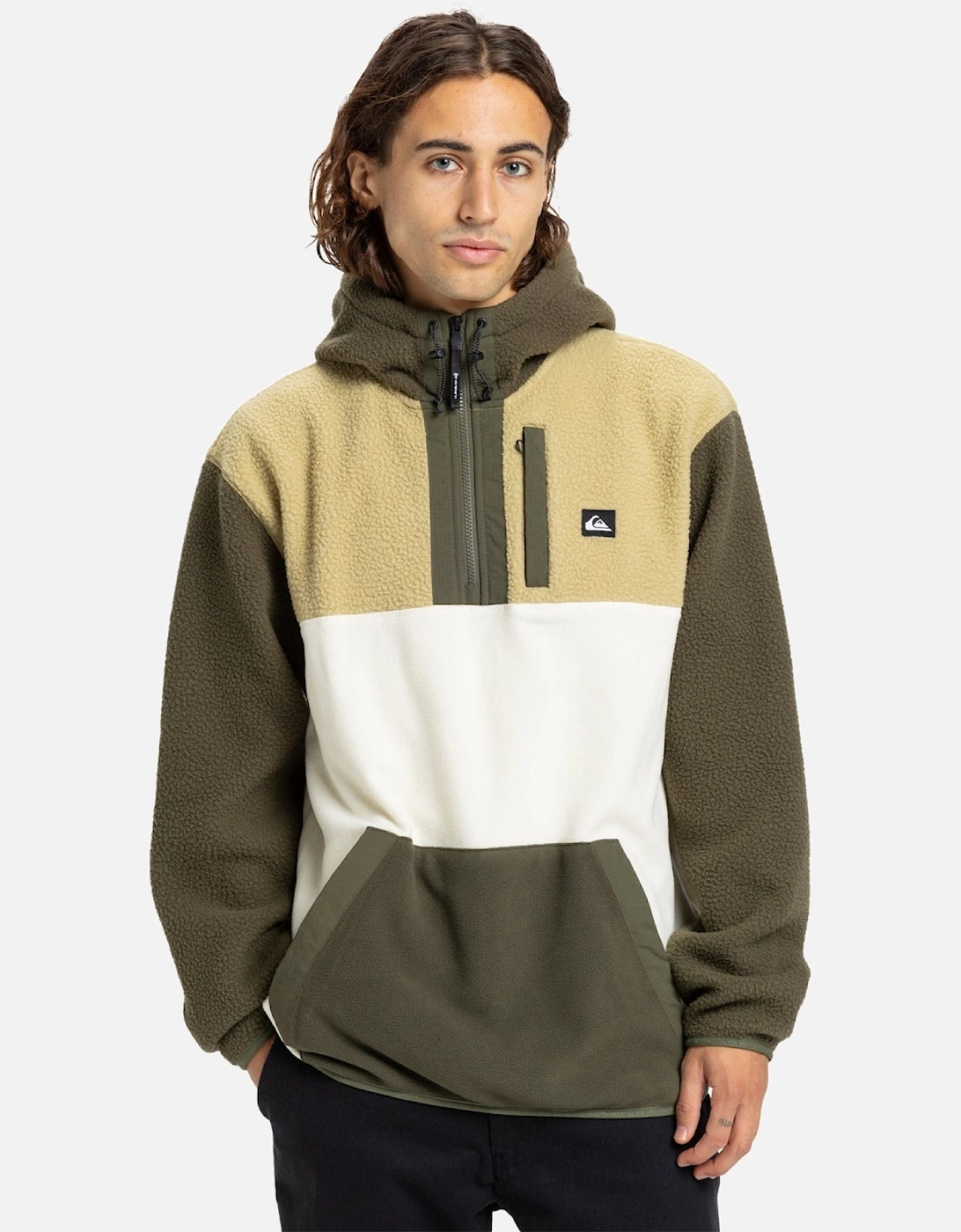 Mens Ocean View Mix Up Hooded Half Zip Fleece, 2 of 1