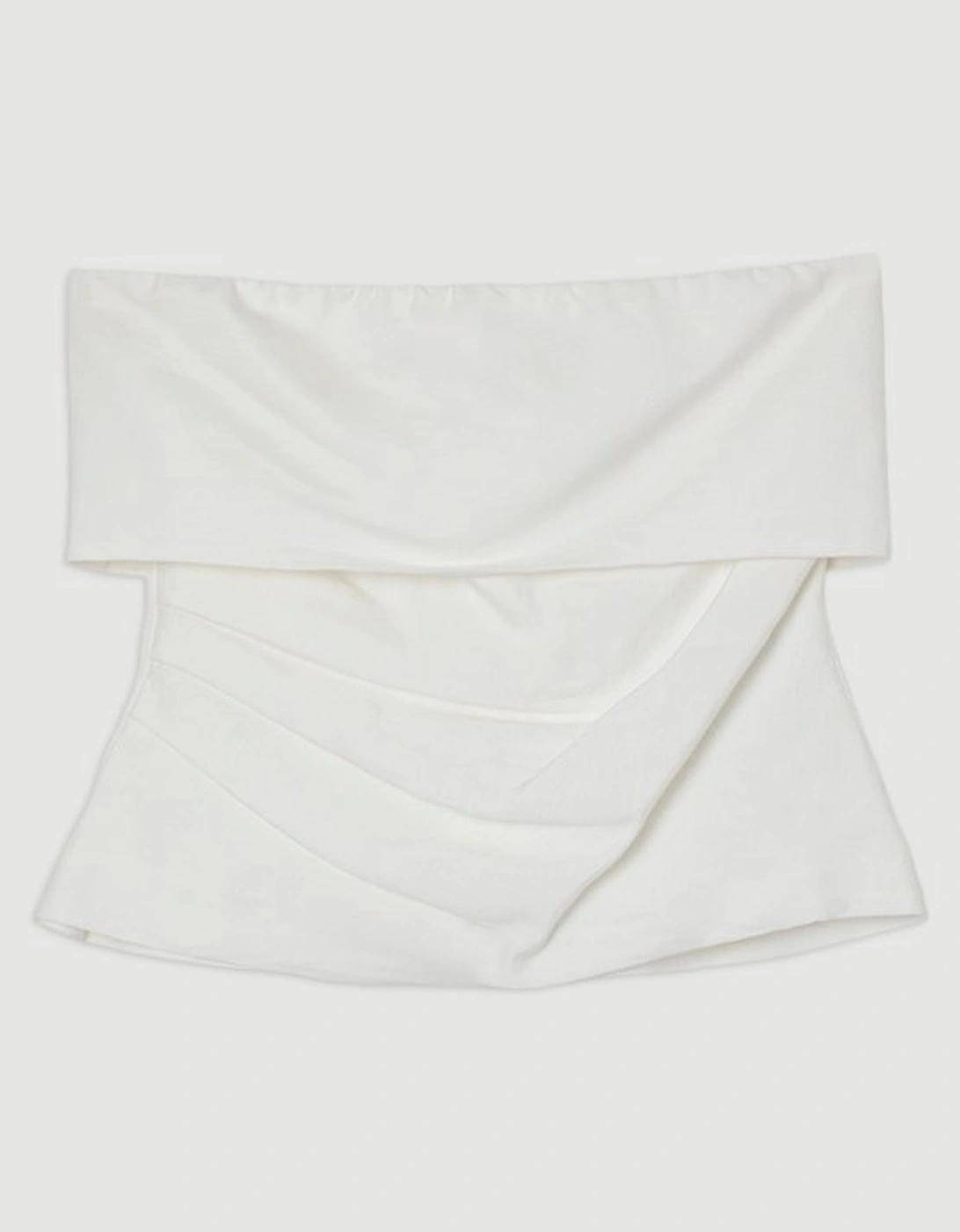 Linen Viscose Woven Bandeau Top With Ruched Side Detail