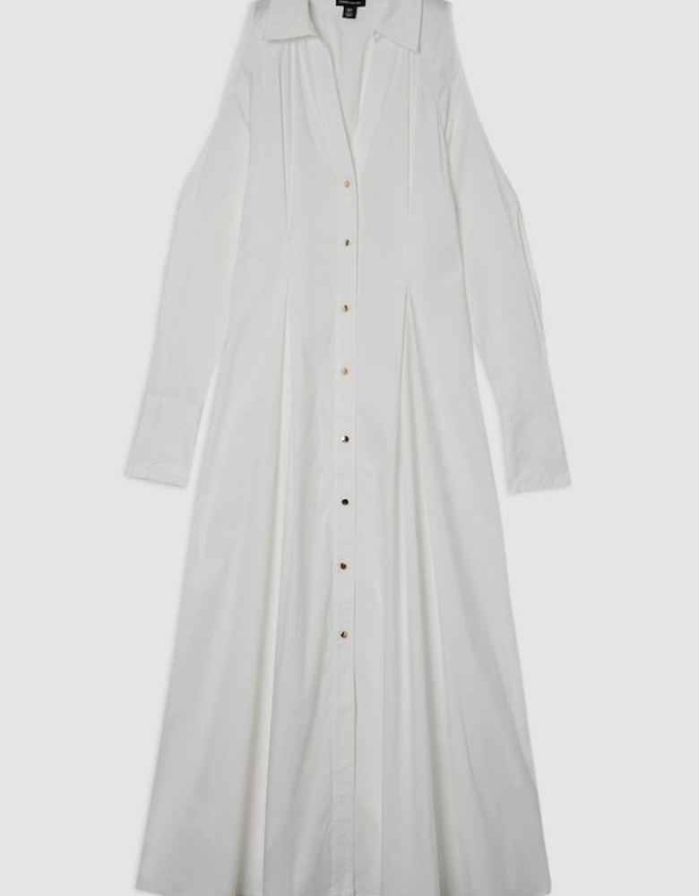 Cotton Poplin Woven Maxi Shirt Dress