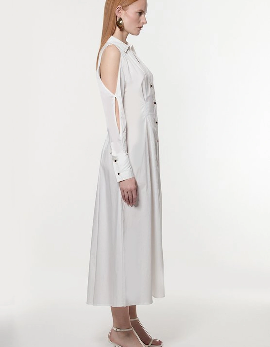 Cotton Poplin Woven Maxi Shirt Dress