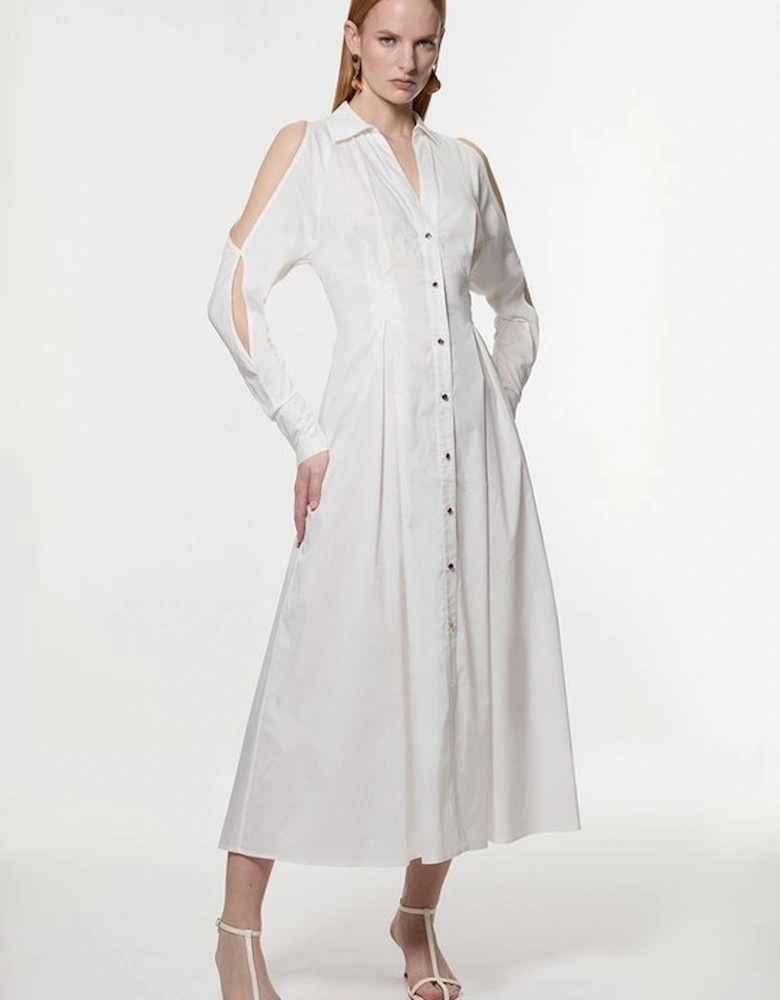 Cotton Poplin Woven Maxi Shirt Dress
