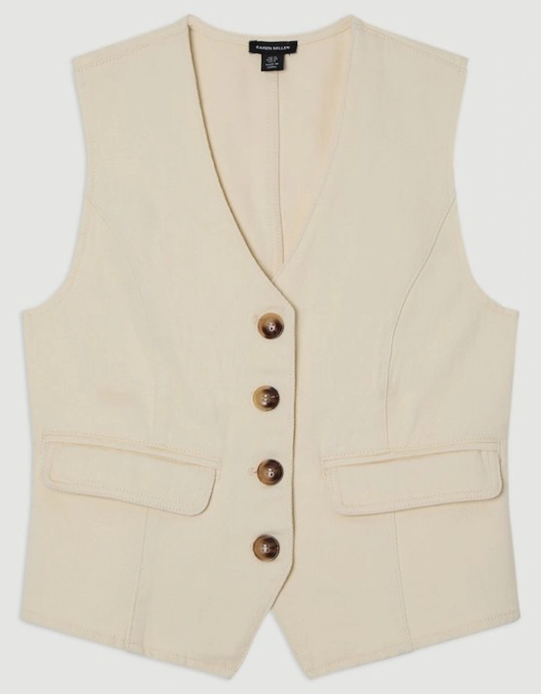 Denim Button Through Waistcoat