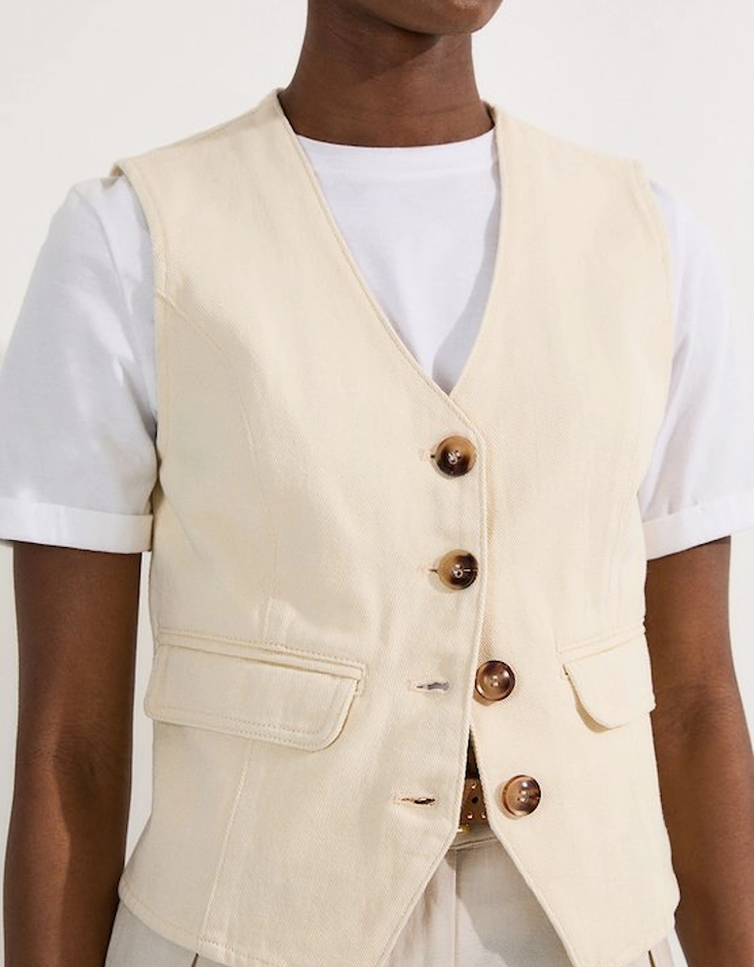 Denim Button Through Waistcoat