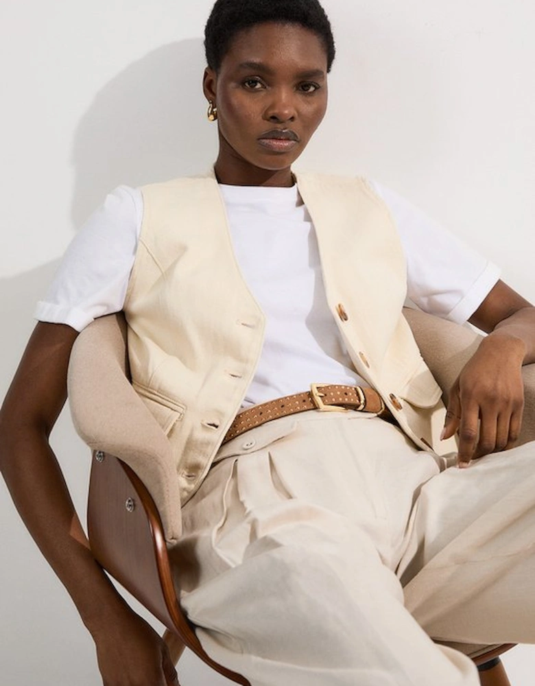 Denim Button Through Waistcoat