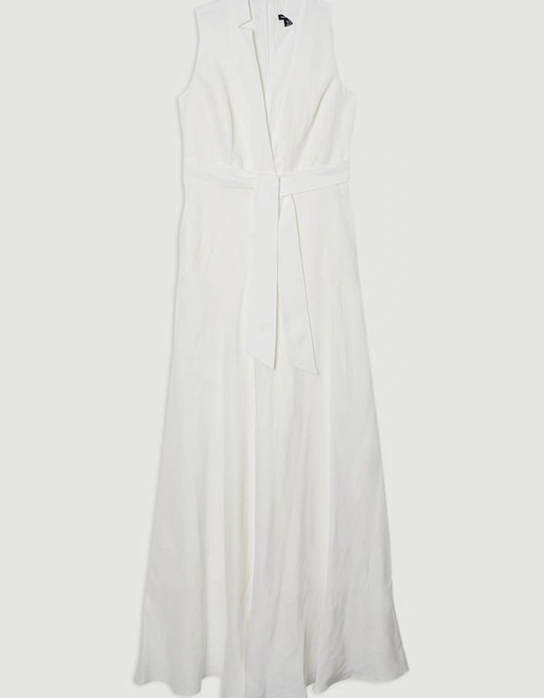 Linen Wrap Tie Waisted Maxi Dress