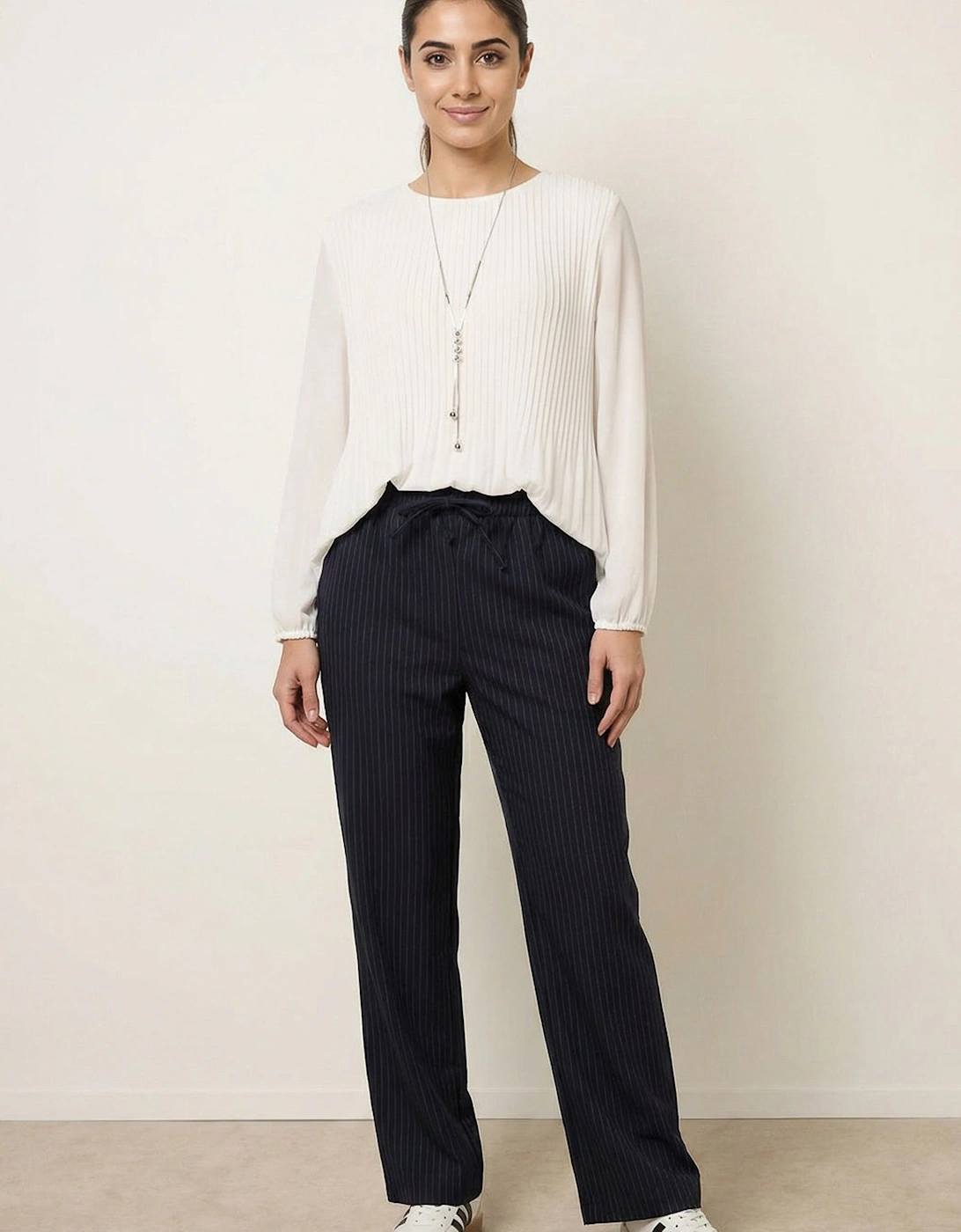 Ivory Long Sleeve Pleated Top, 2 of 1