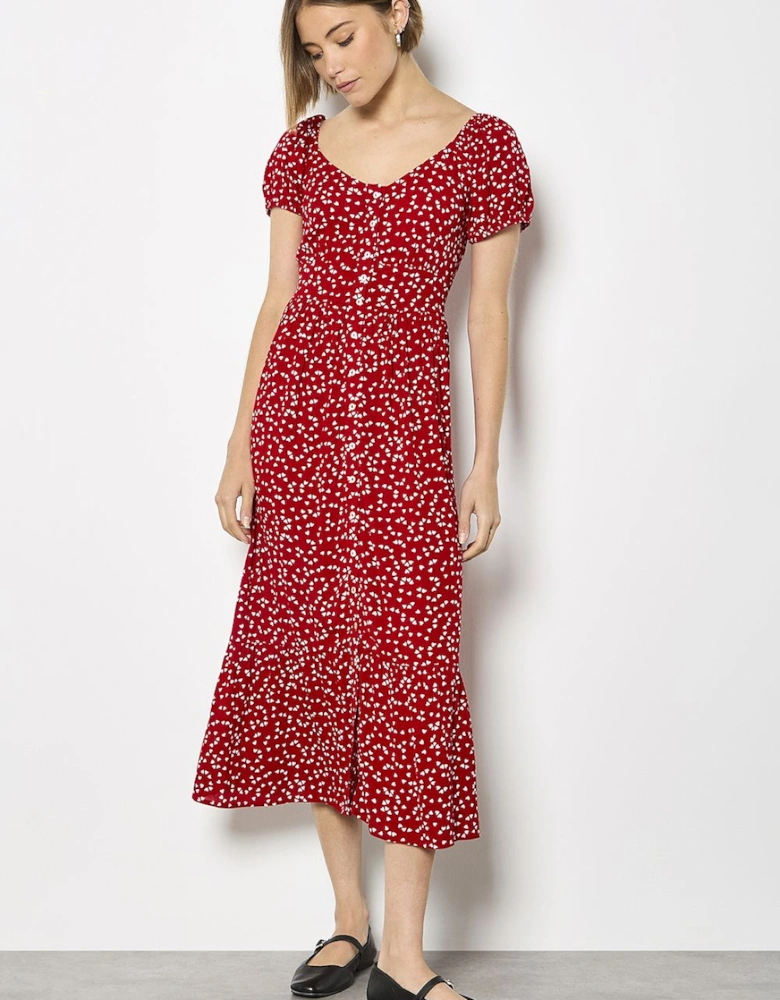 Mini Heart Print Midi Dress