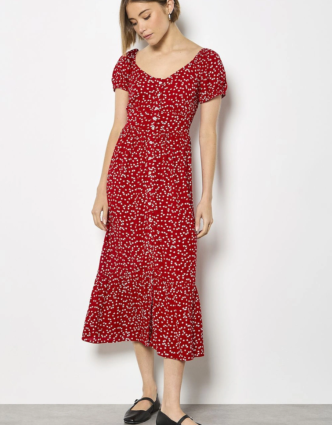 Mini Heart Print Midi Dress, 2 of 1