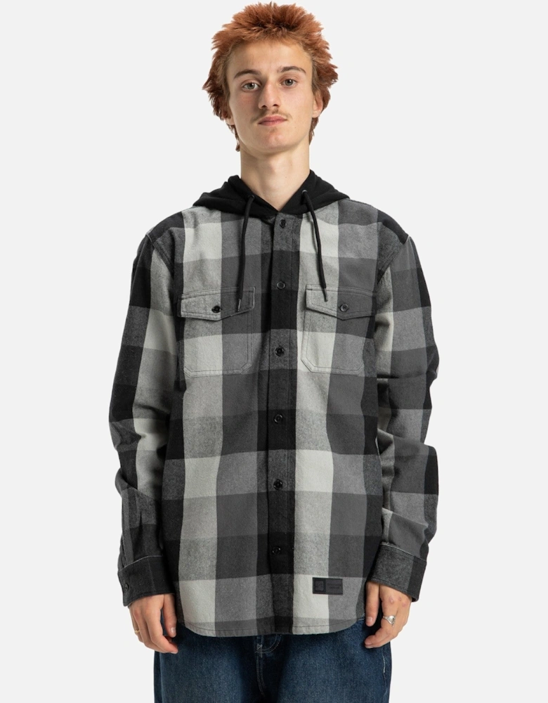 Mens Ruckus Hooded Flannel Long Sleeve Shirt