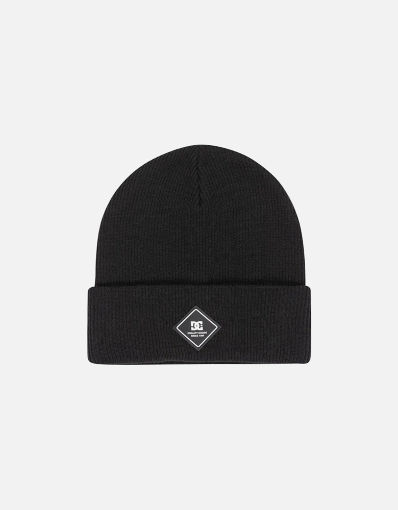 Mens Label Ribbed Knit Cuff Beanie