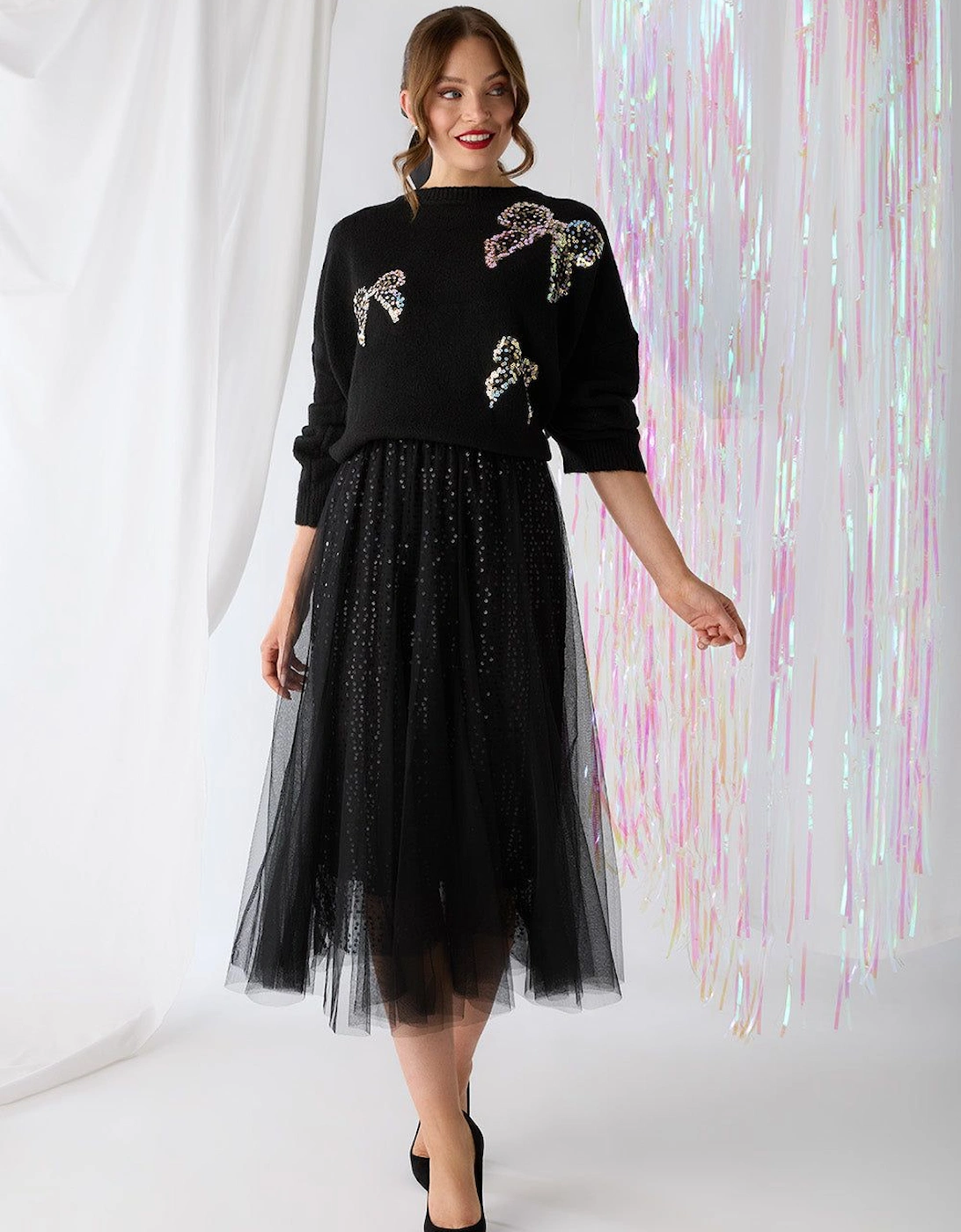 Embellished Mesh Layer Midi Skirt, 2 of 1