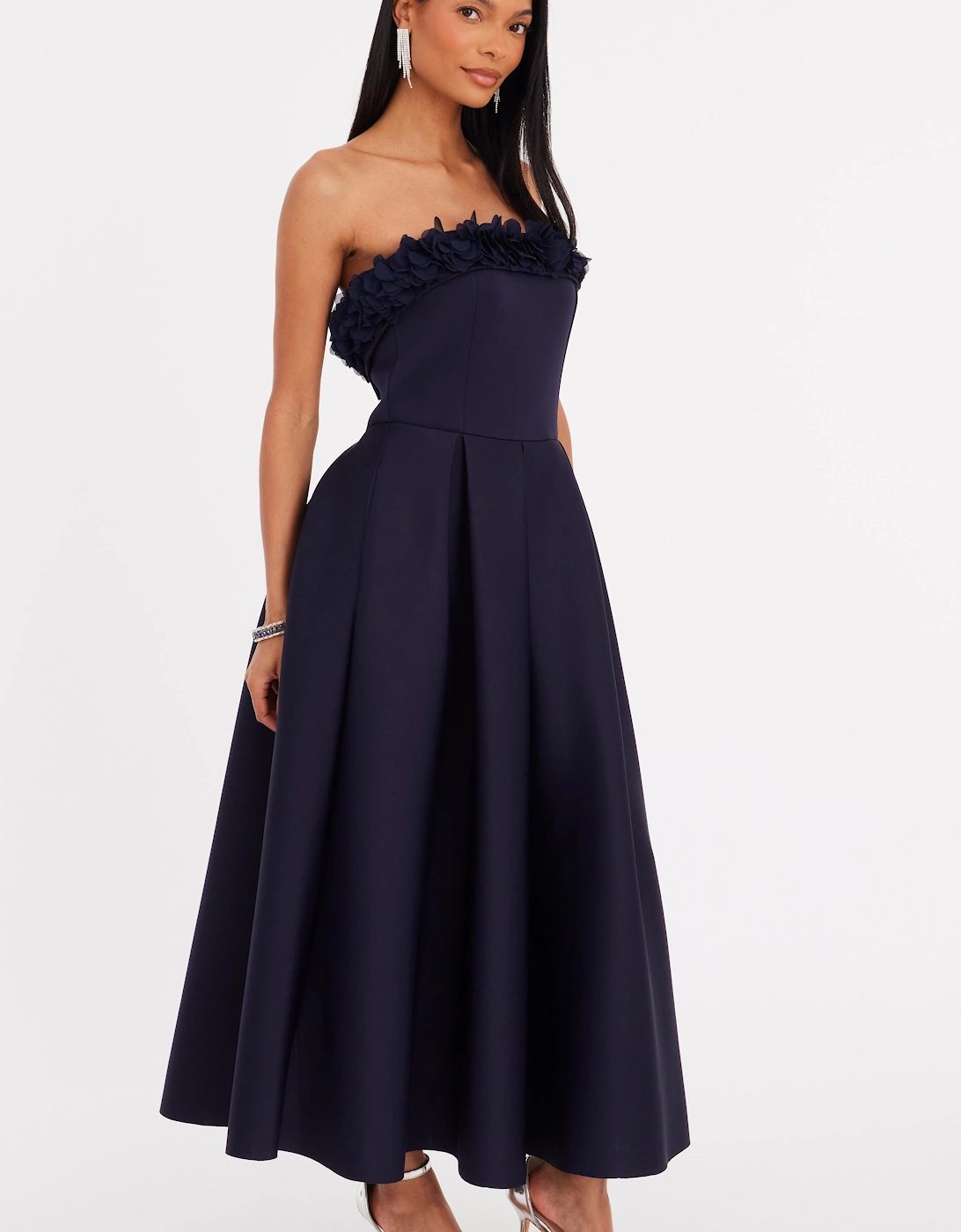 Navy Flower Bandeau Skater Dress, 2 of 1