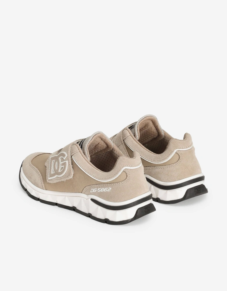 Boys Suede and Mesh Trainers in Beige