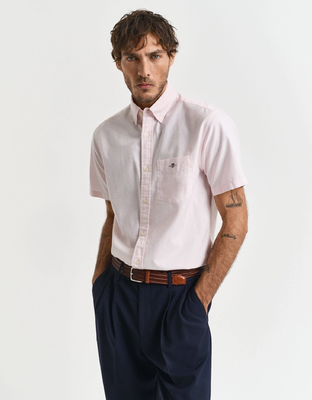 Regular-Fit Classic Short Sleeves Oxford Shirt, 5 of 4