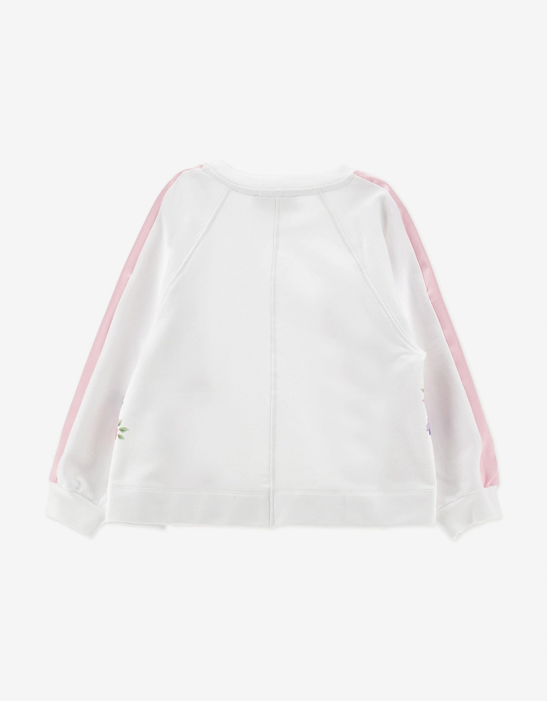 Girls Floral Bow Sweatshirt in White
