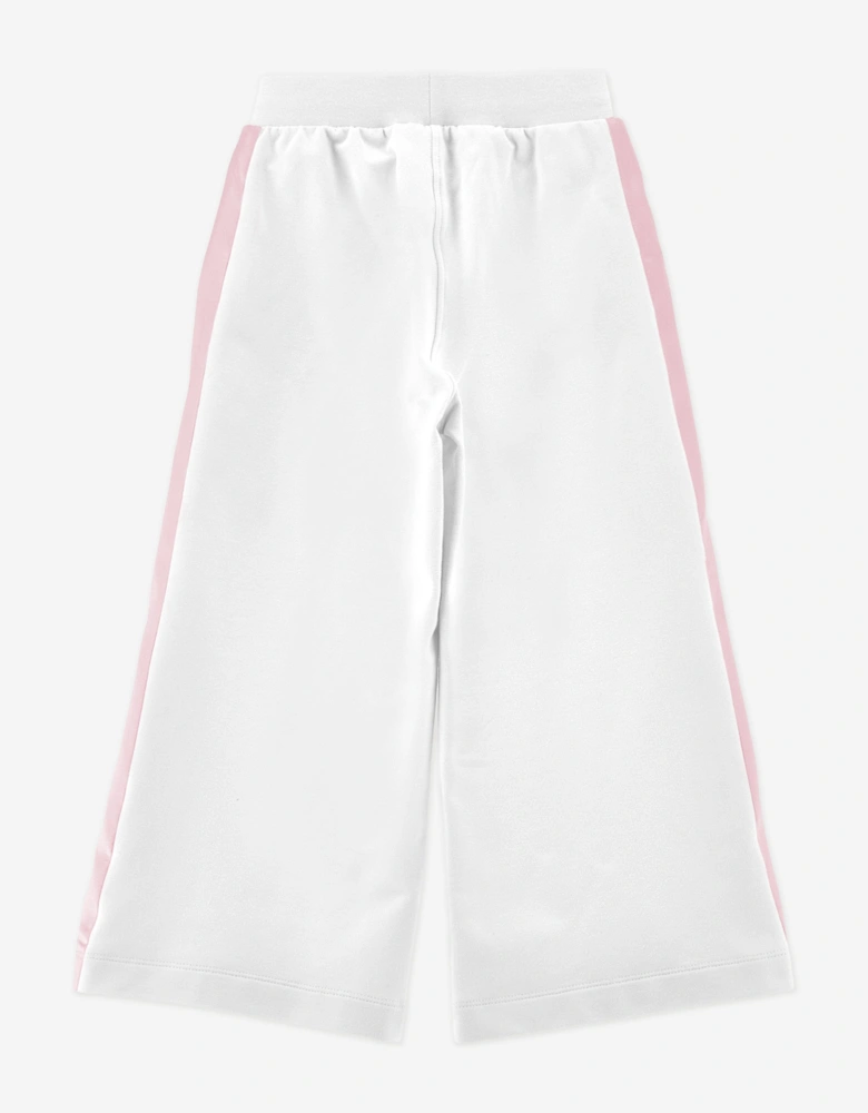 Girls Floral Wide Leg Joggers in White
