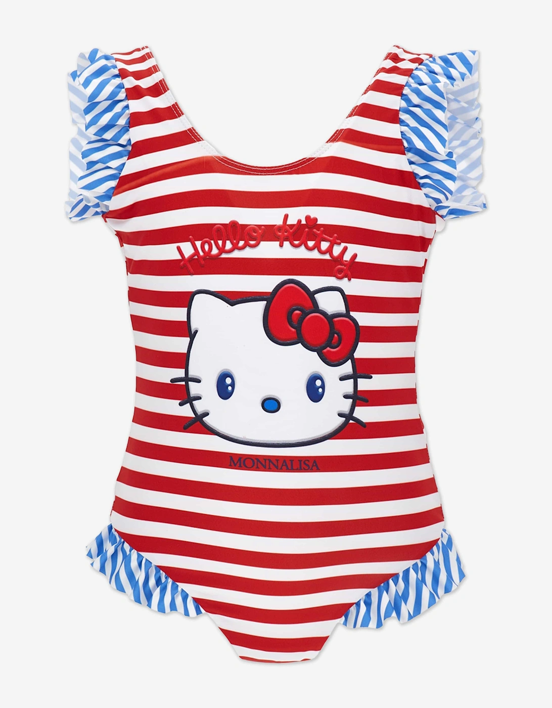 Monnalisa Girls Red Striped Hello Kitty Swimsuit In  3 Years Size 3 Yrs Kids
