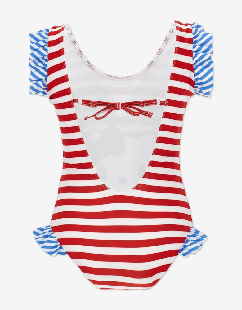 Girls Striped Hello Kitty Swimsuit in Red