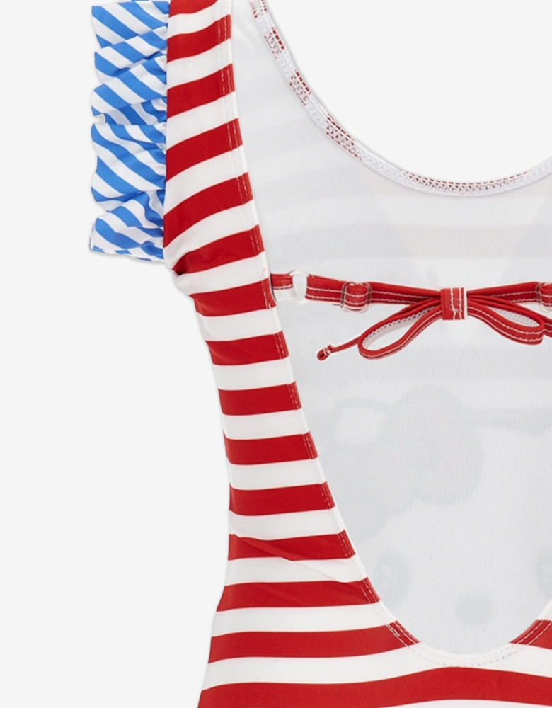 Girls Striped Hello Kitty Swimsuit in Red