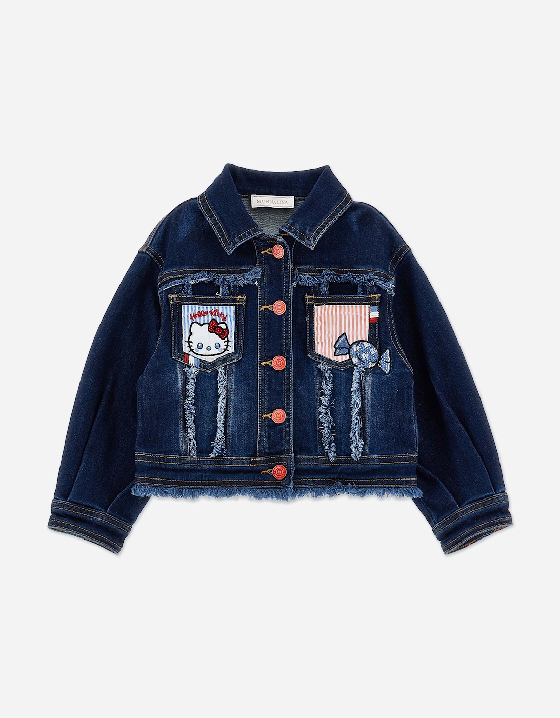 Monnalisa Girls Blue Hello Kitty Denim Jacket In - : 4 Years Size 4 Yrs Kids