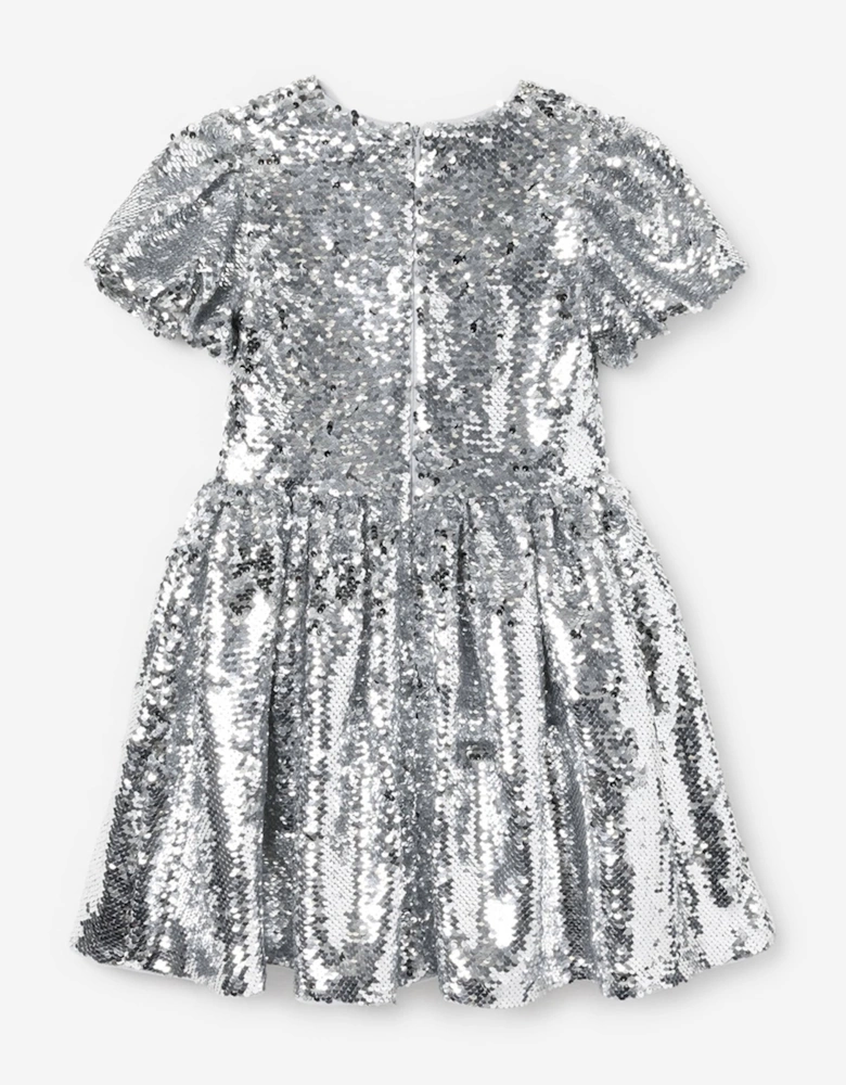 Girls Sequin Dress in Silver