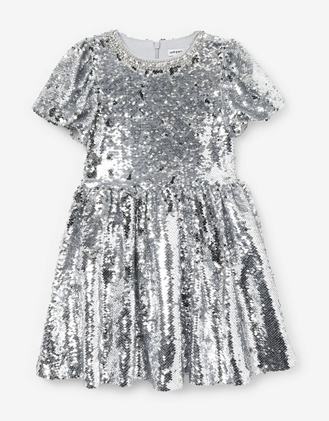 Self Portrait Girls Multi  Sequin Dress  Silver - Size 10 Years/11 Years/12 Years Kids
