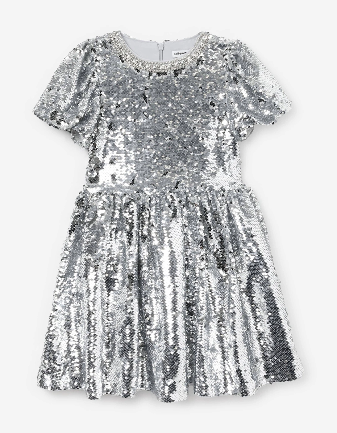 Girls Sequin Dress in Silver, 4 of 3